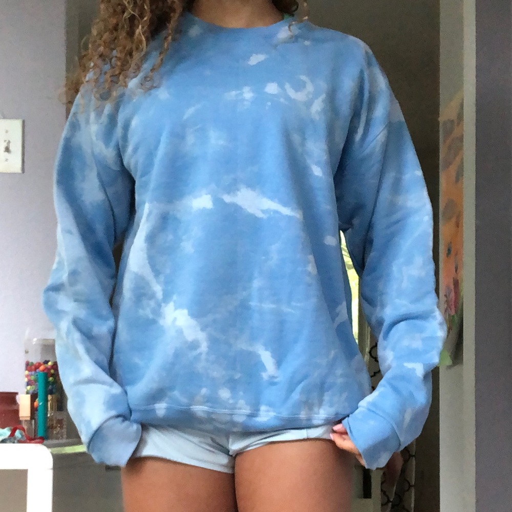 Blue Bleach Tie Dye Sweatshirt